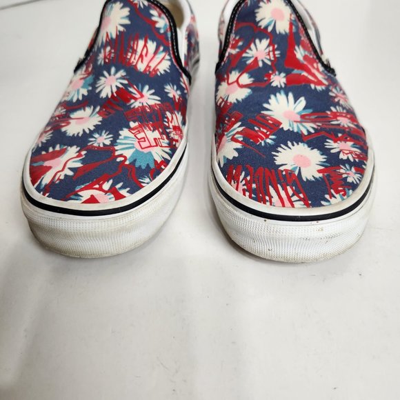 Vans Classic Slip-on Crew Graffiti Floral Red Blue Canvas Shoes Women's Size 10 - Picture 4 of 13